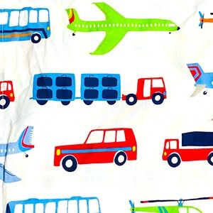 Pottery Barn Kids Brody Colorful Cotton Cars Trucks Planes Twin flat Sheet